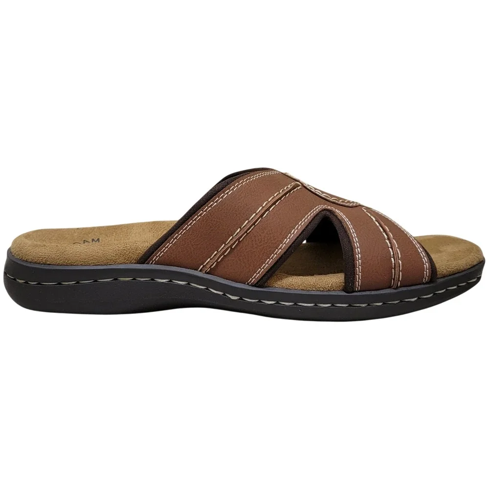 Dockers Men Sunland Casual Slide Sandals Size US 8M Rust Brown Faux Leather